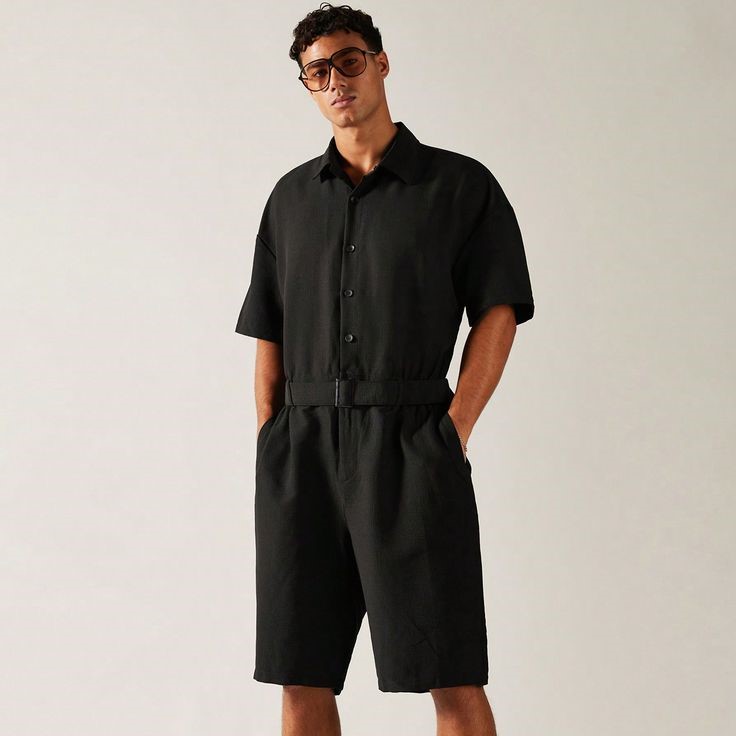 black shorts romper for men